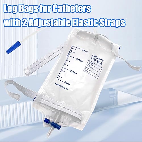Miniatura 2 de Paquete de 3 bolsas de pierna para catéteres con 2 correas elásticas ajustables, bolsas de catéter de gran capacidad de 25.4 fl oz para piernas para