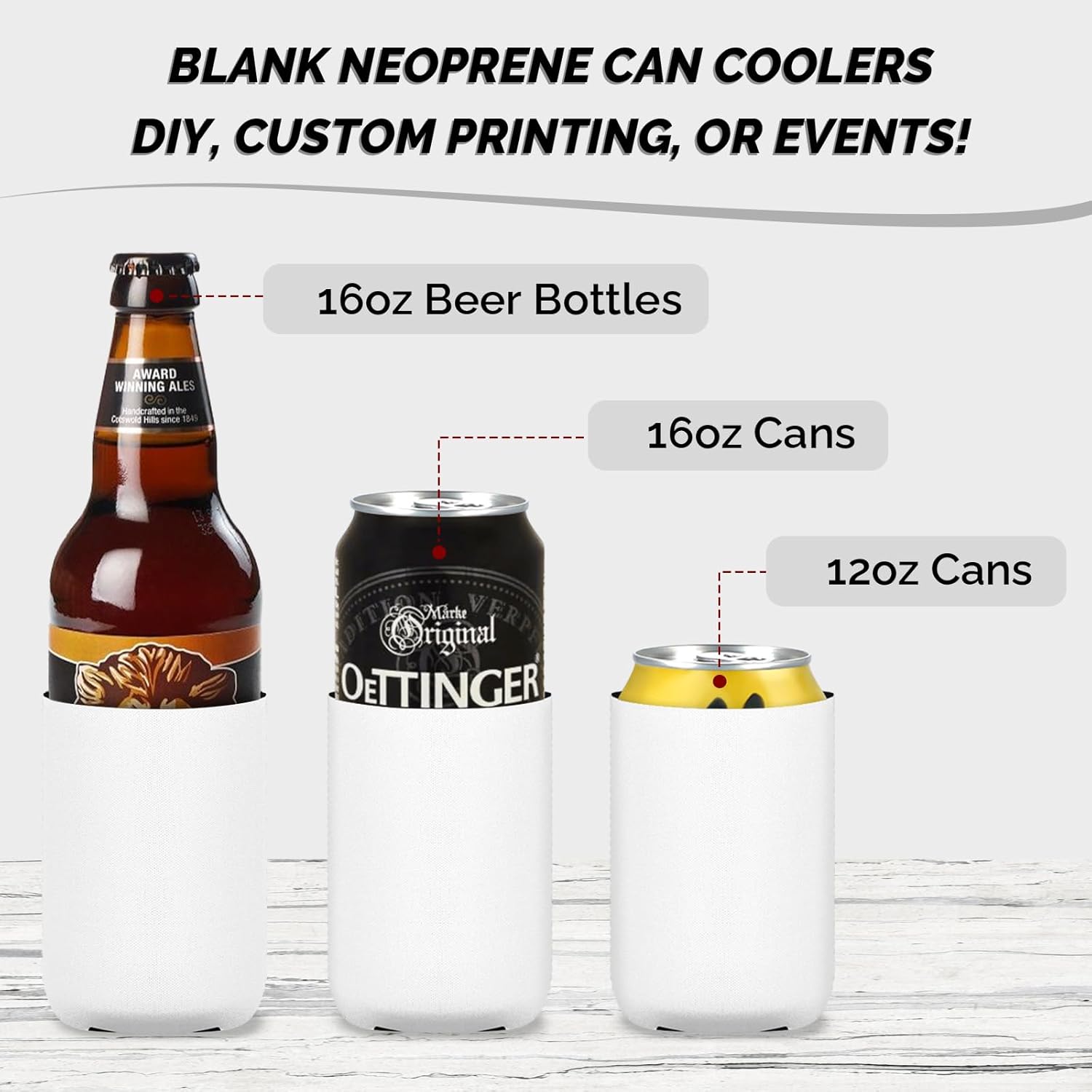50 Pack Blank Standard Neoprene Can Coolers Bulk – Drink Sleeves for 12oz Cans & Bottles, Reusable Beer Soda Insulators, Perfect for DIY, Sublimation, HTV, Weddings, Gifts (White) - Image 2