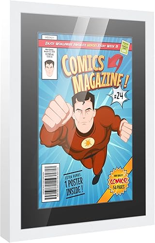 Miniatura 283 de Poster Palooza Marco de cómic con paspartú para 4 cómics de la era actual publicado después de 1985, marco de cómic negro para cómics de 6.875 x