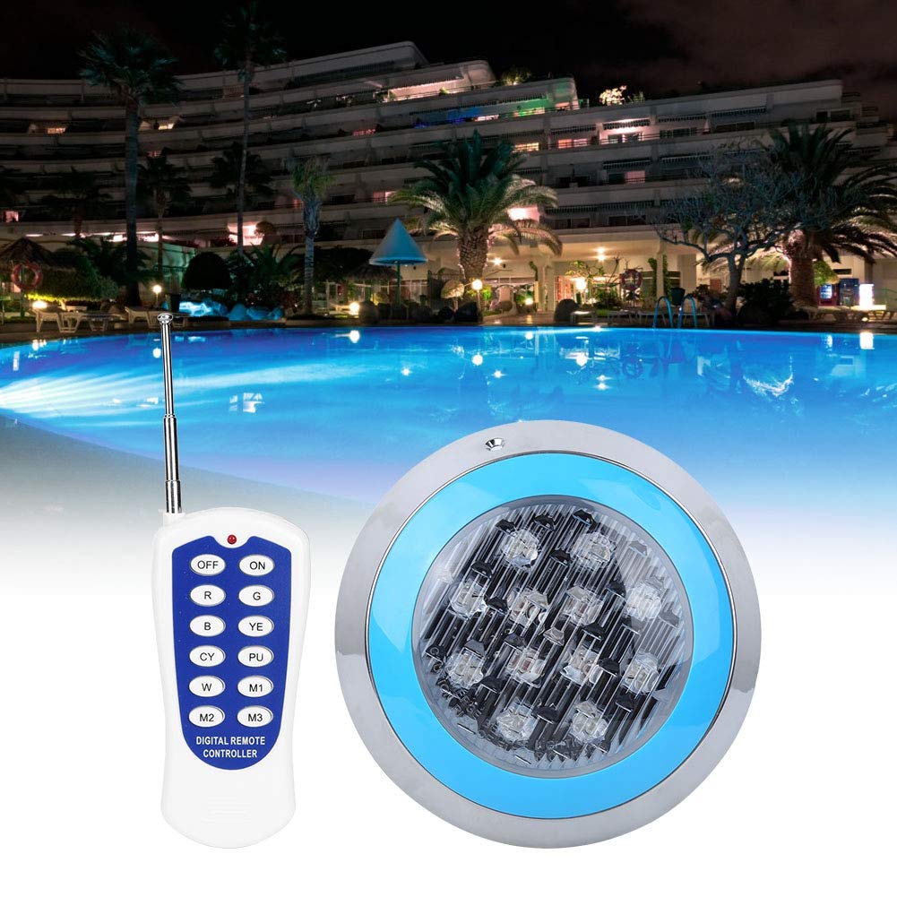 AUNMAS wasserdichte Schwimmbadleuchte 12LED 12W AC12V Schwimmbadwandleuchte mit Fernbedienung IP68 Unterwasserleuchten