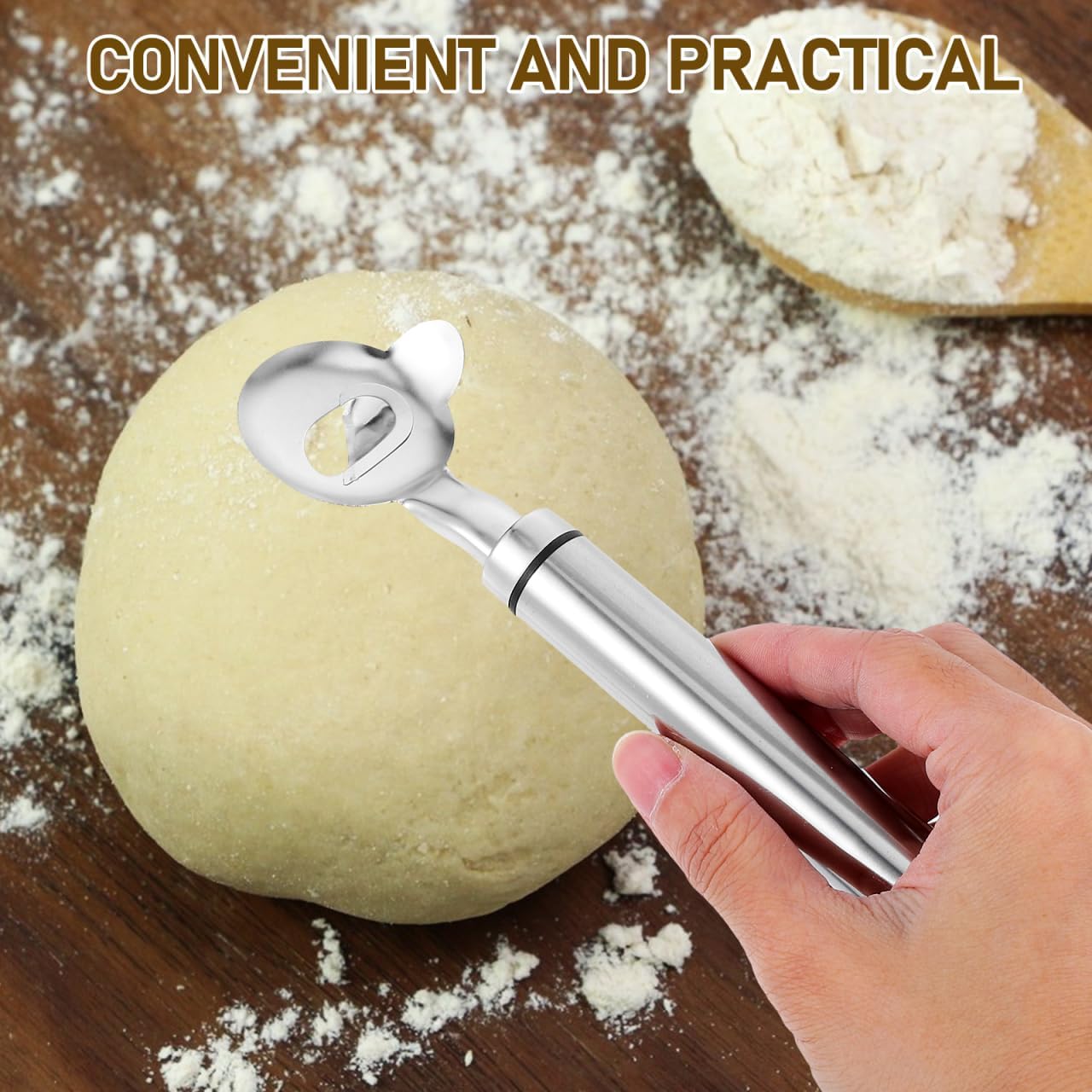 Hemoton Dough Cutter 7.20 Inch Stainless Steel Chinese Noodle Scraper with Comfortable Handle for Kitchen Dough Chopper and Manual Pasta Makers image 3