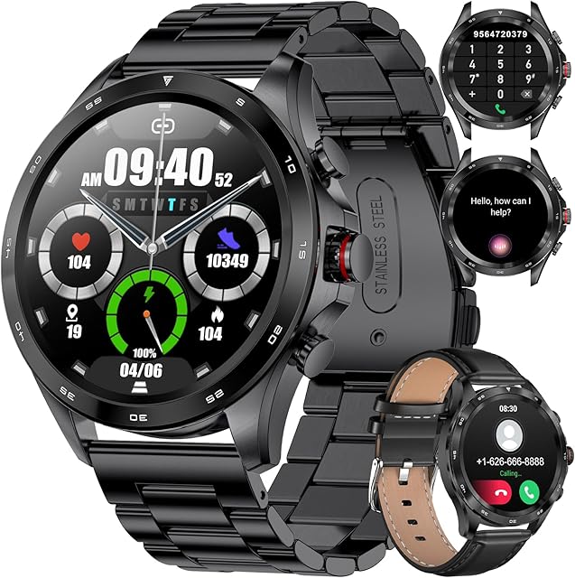 LIGE Smart Watch for Men, Fitness Tracker Watch with Dial Answer Calls Voice Assistant 24h Heart Rate Sleep Monitor, 1.32" Full Touch Screen IP67 Waterproof Smartwatches for iPhone Android, Black