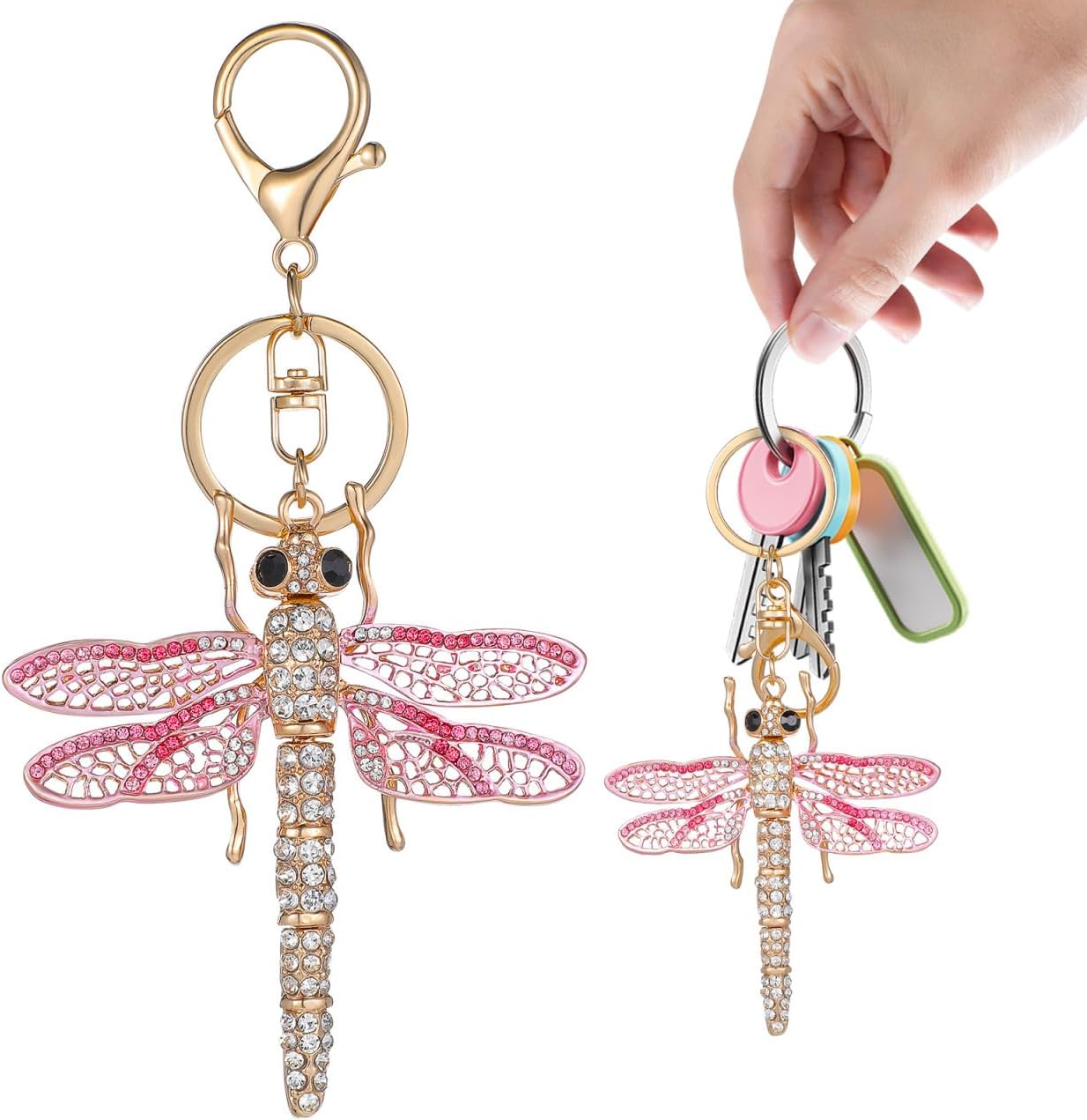 Dragonfly Keychain car Charm Butterfly Keychains for Women - Creative Gradient Color Key Pendant Dragonfly- Design Key Chain Bag Decor