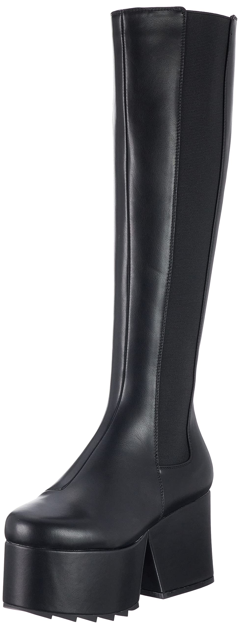LAMODA Women's Keep Watching Knee High Boot, Black PU, 7 UK