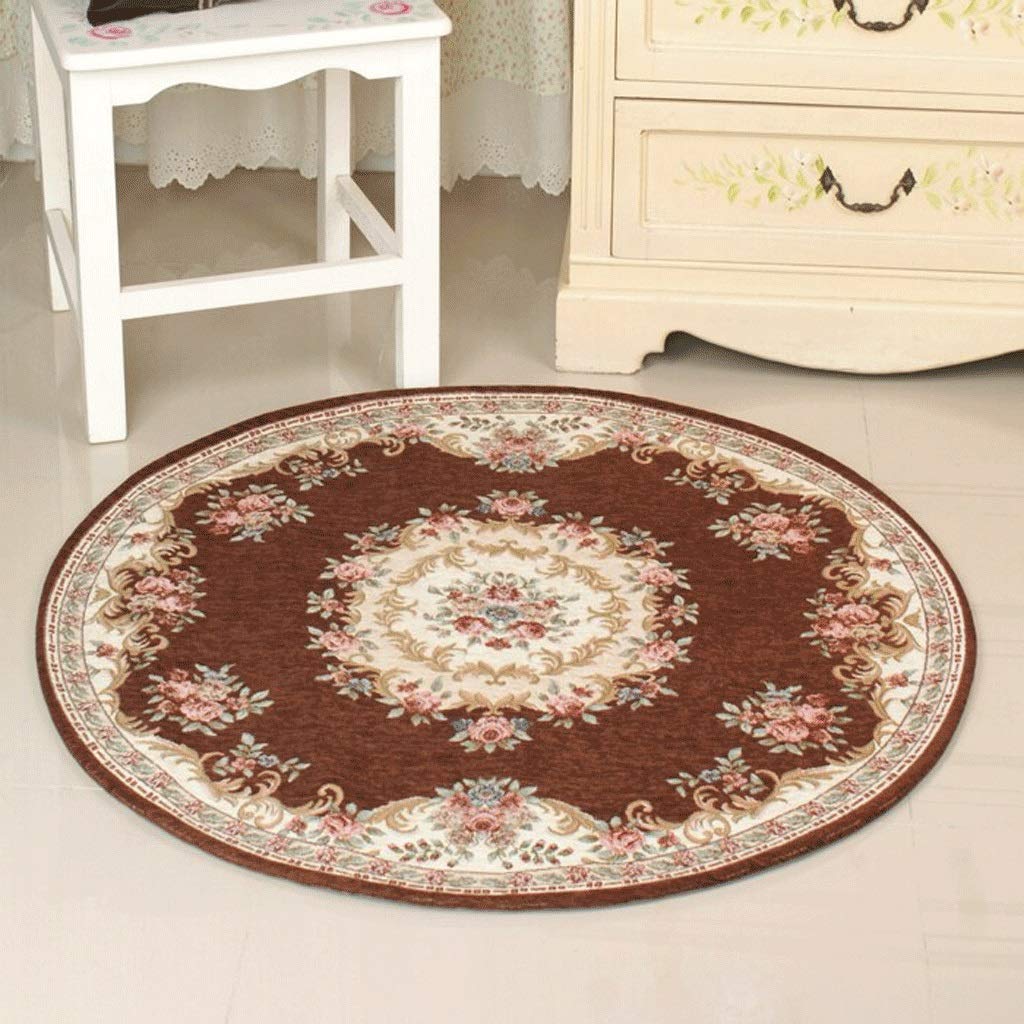 Tapis rond traditionnel oriental lavable dans votre salon ou coin lecture cosy de 90 cm