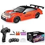 Remote Control Car RC Drift Car 2.4GHz 1:24 Scale 4WD 15KM/H High Speed Model Vehicle with LED Lights Drifting Tire Racing Sport Toy Car for Adults Boys Girls Kids Gift 2Pcs Rechargeable Batteries