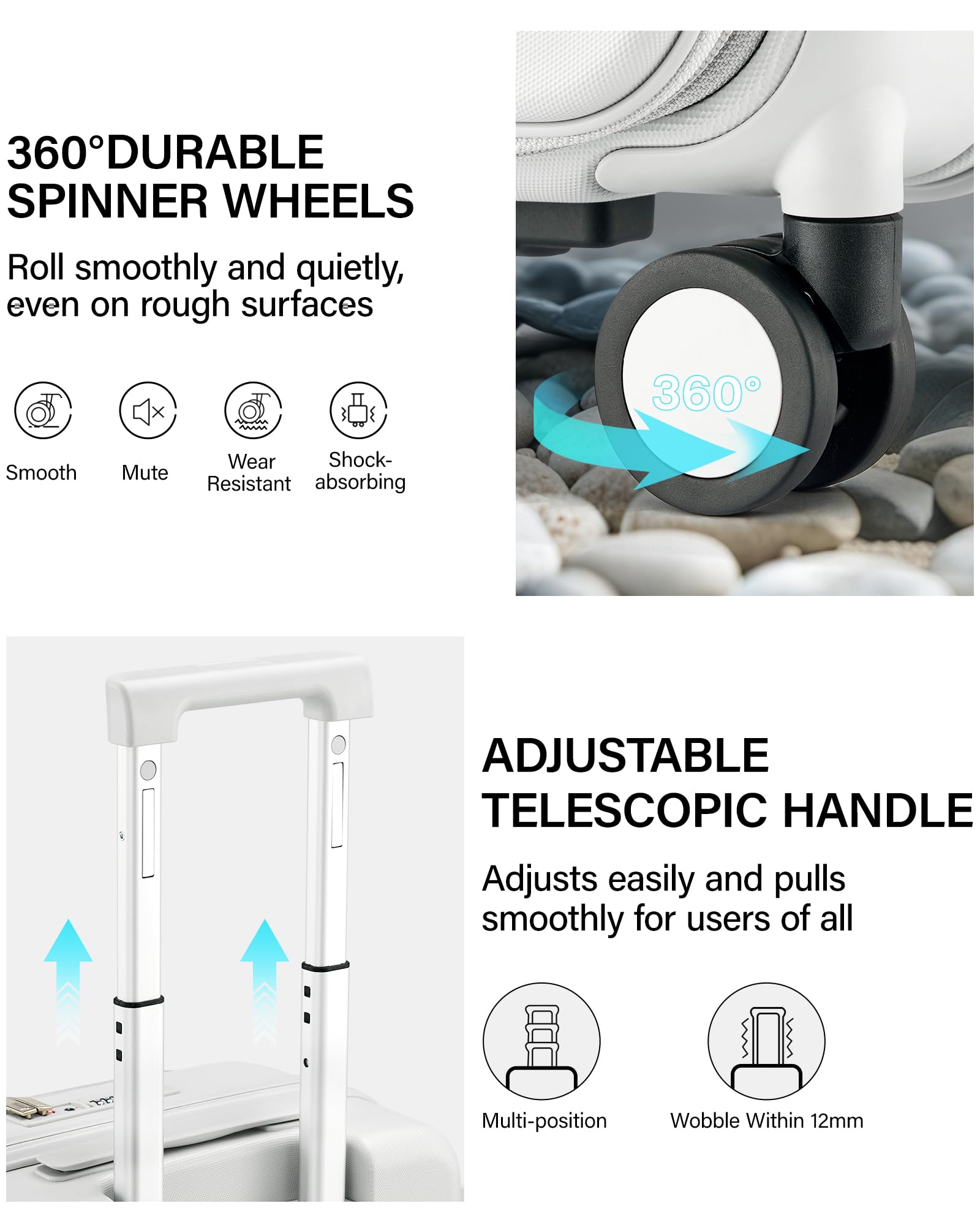 Hanke Equipaje extensible de apertura superior con portavasos y puertos USB, Blanco ahumado., Expandable 24 Inch, Equipaje de apertura superior con portavasos y puertos USB