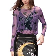 Womens Sheer Mesh Long Sleeve T-Shirt Polka Dot Bear Heart Bow Print Casual Streetwear Top