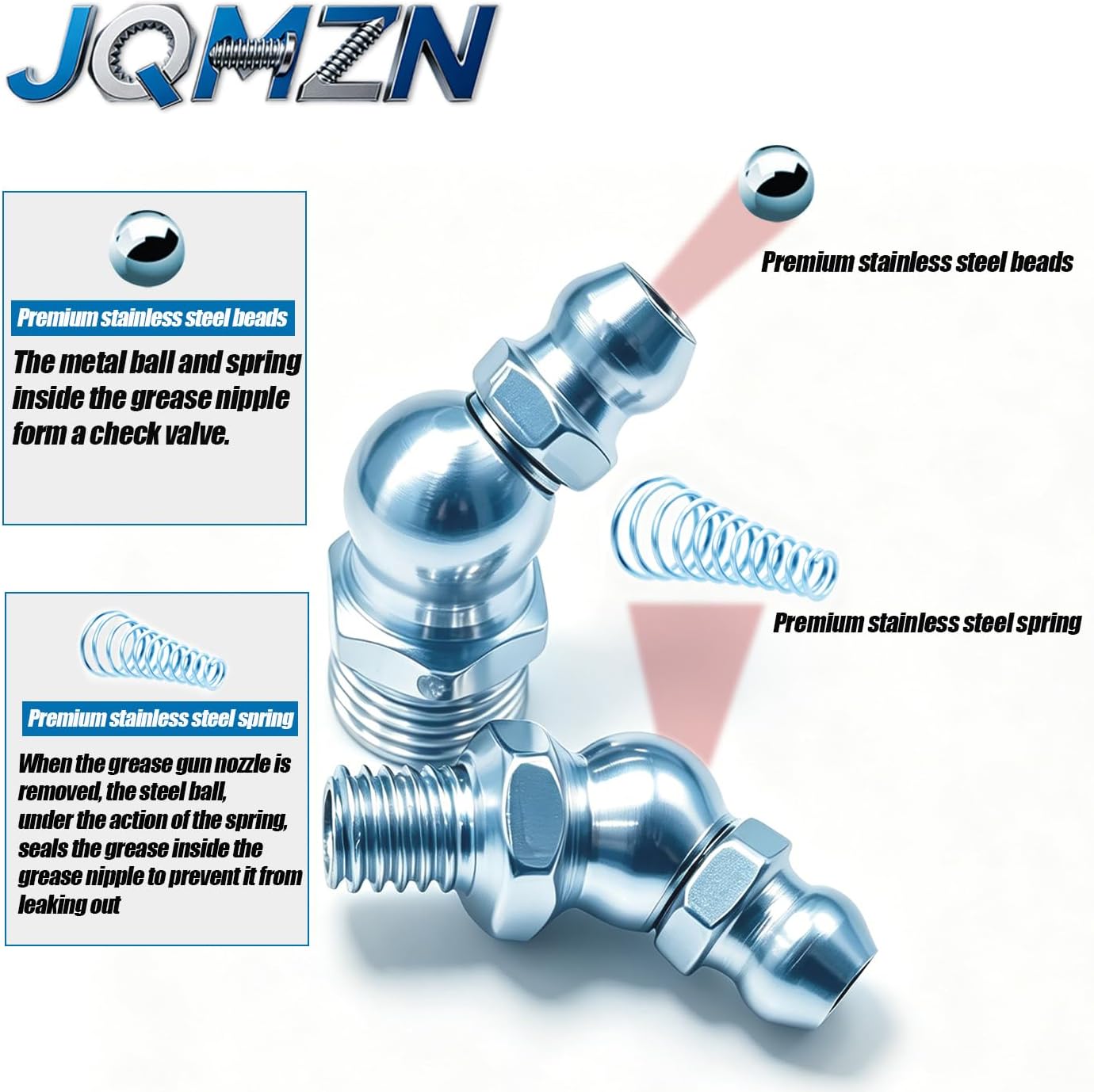 Grease Fittings Assortment, 135PCS SAE Zerk Grease Fittings NPT Straight 45 90 Degree Grease Nipple for Grease Gun blue