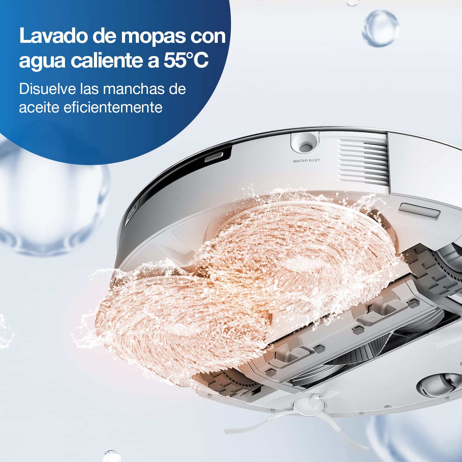 ECOVACS DEEBOT T20 Omni Robot Aspirador y fregasuelos, 6000Pa, Lavado con mopa giratoria con Agua Caliente, función de elevación y autosecado de fregonas, autovaciado, detección de obstáculos 3D