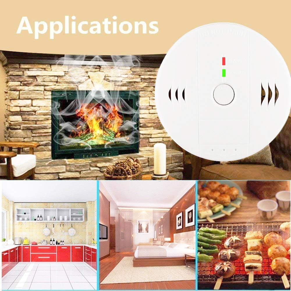 Combination Smoke and Carbon Monoxide Detector Alarm, GLBSUNION Beeps Warning Smoke and CO Alarms for Basements Travel Home Office House Bedroom Car, Battery Operated,Comply with UL 217/2034, 1-Pack - - 