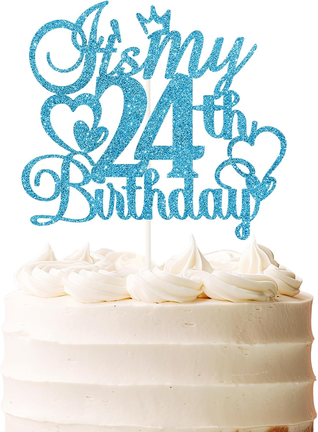 Amazon.com: It's My 24th Birthday Cake Topper - Blue Glitter Happy 24th ...