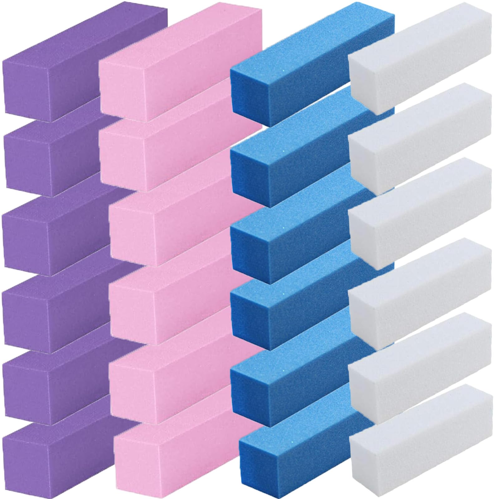 JCKD 24 unidades de almohadillas para uñas, bloque de arena amortiguador, lima de uñas profesional, para diseño de uñas, bloque de esmalte de uñas, pulir, herramienta de mejora de uñas, 4 colores