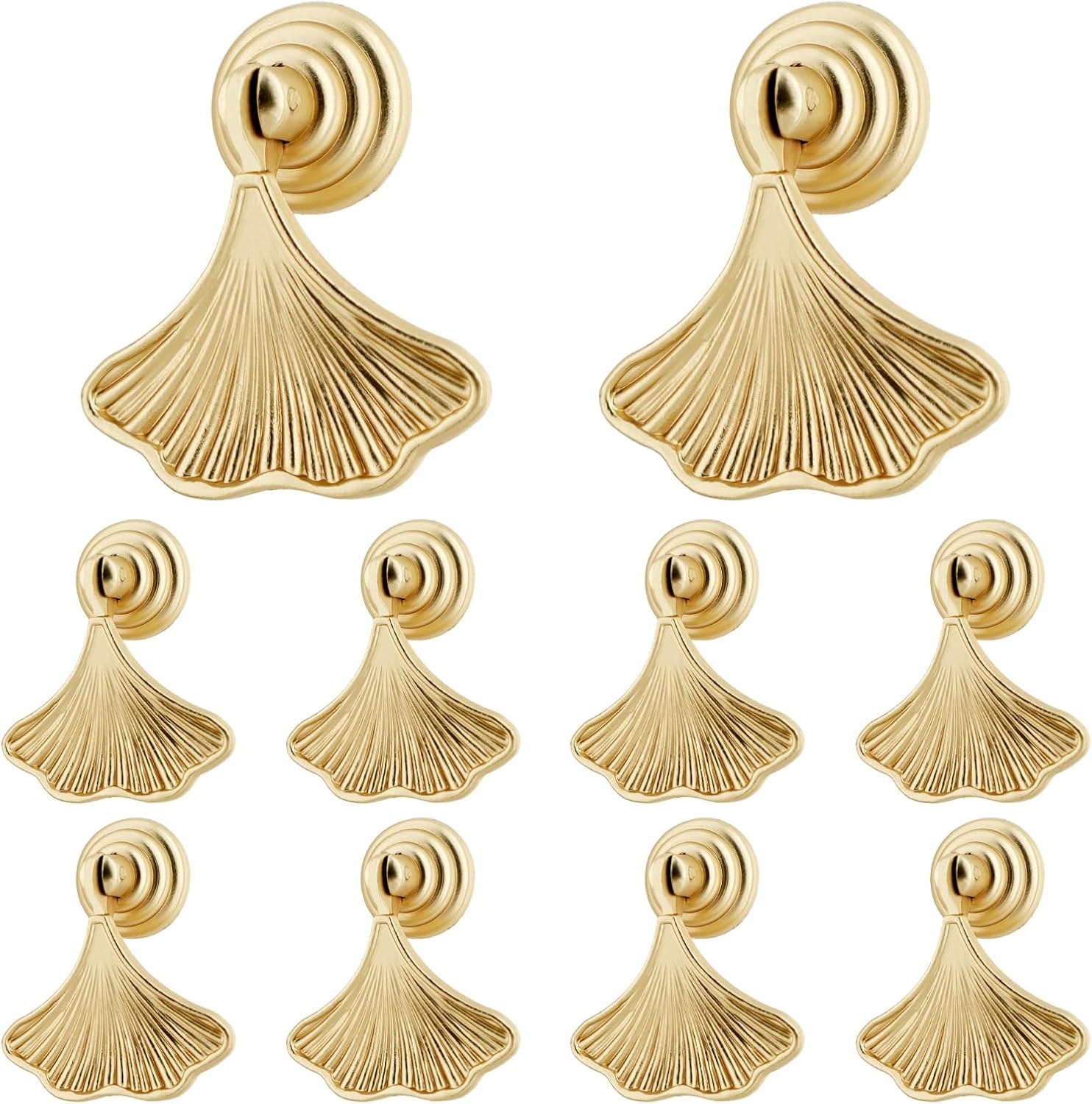 IUMLXJO 10 pcs Ginkgo Leaf Drawer Knobs, Zinc Alloy Gold Kitchen