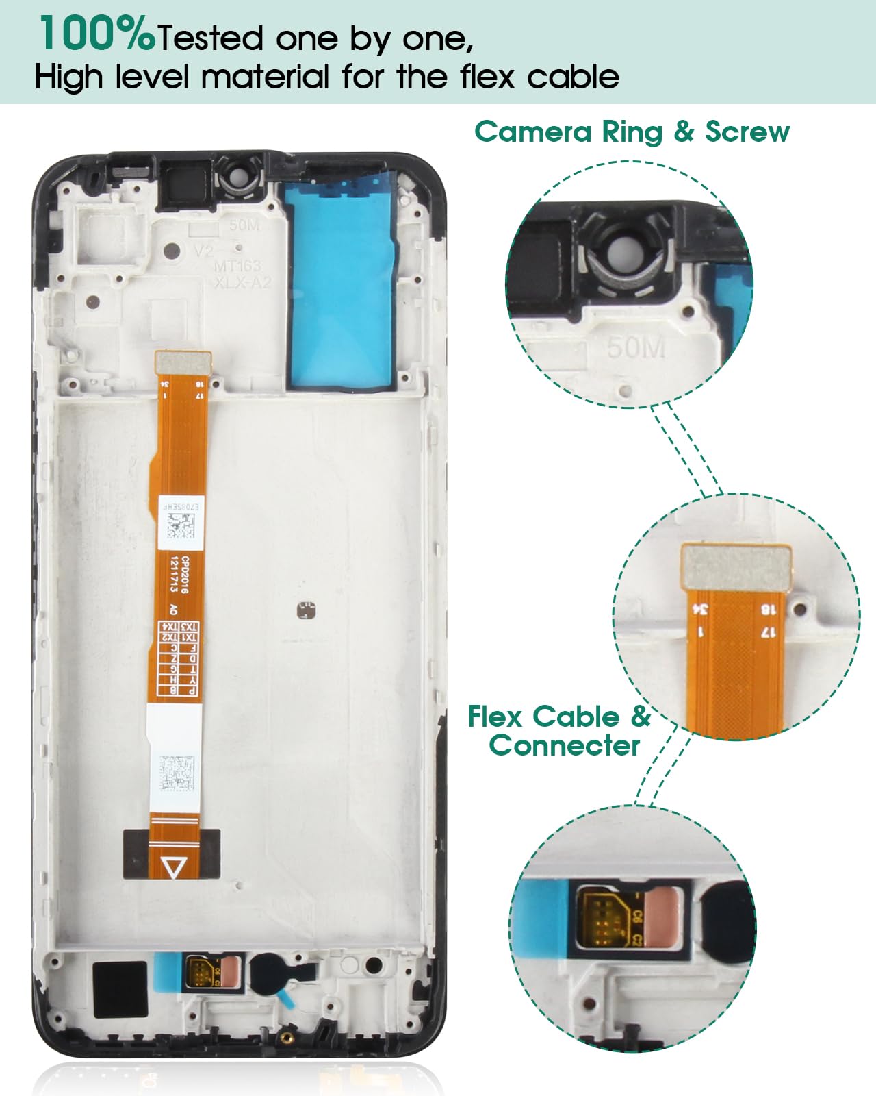 Pantalla LCD De Repuesto Para VIVO Y21 / Y21S - 6.51 Pulgadas, Negro, Con Kit De Herramientas