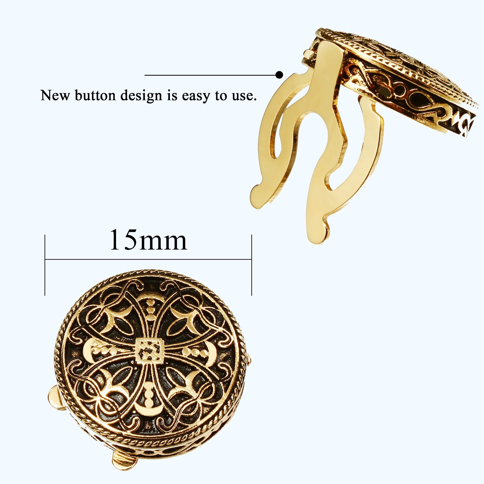 Set di gemelli in argento dorato antico e borchie da smoking