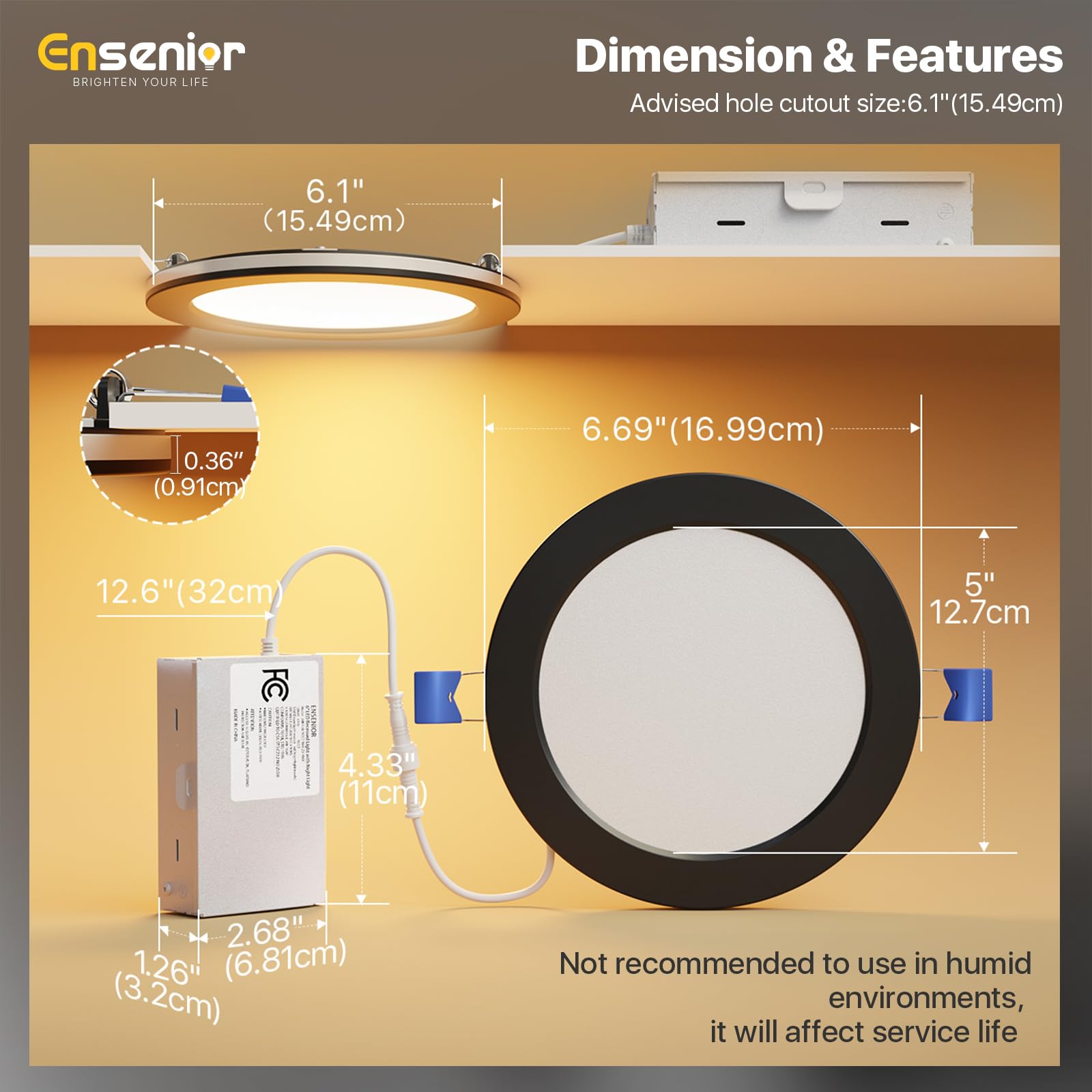 Ensenior LED Recessed Lights - 24 Pack with Night Light -7