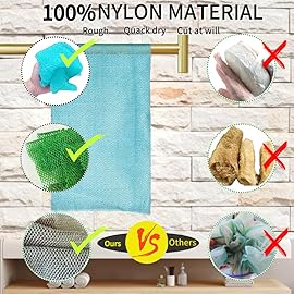 African Exfoliating Net, African Net Sponge, Nylon African Bathing Sponge Net, African Net Long Net Bath Sponge Shower Body Scrubber Back Scrubber Skin Smoother ((Black,White,Blue,Emerald Green))
