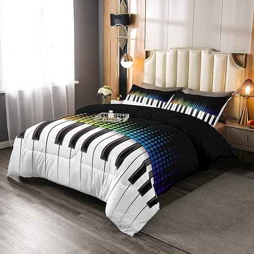 Miniatura 2 de Erosebridal Edredón de plumas de piano, juego de ropa de cama de lunares arcoíris para niños, niñas, adolescentes y mujeres, juego de edredón con
