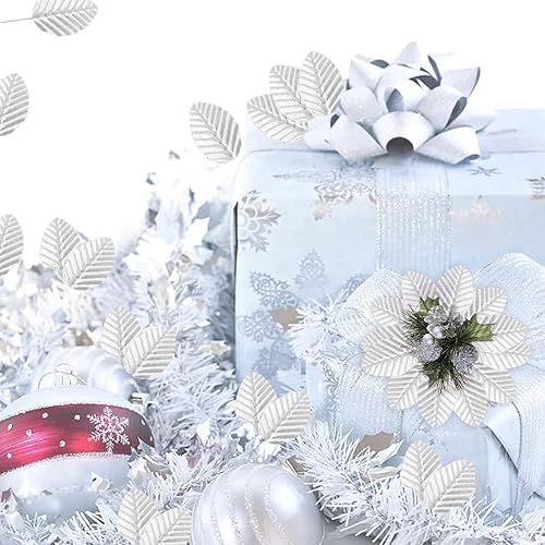 Miniatura 5 de Honbay 200 hojas de seda artificial con alambre para manualidades, pasteles, ramos, coronas, hogar, boda, cumpleaños, fiesta, decoración de Navidad