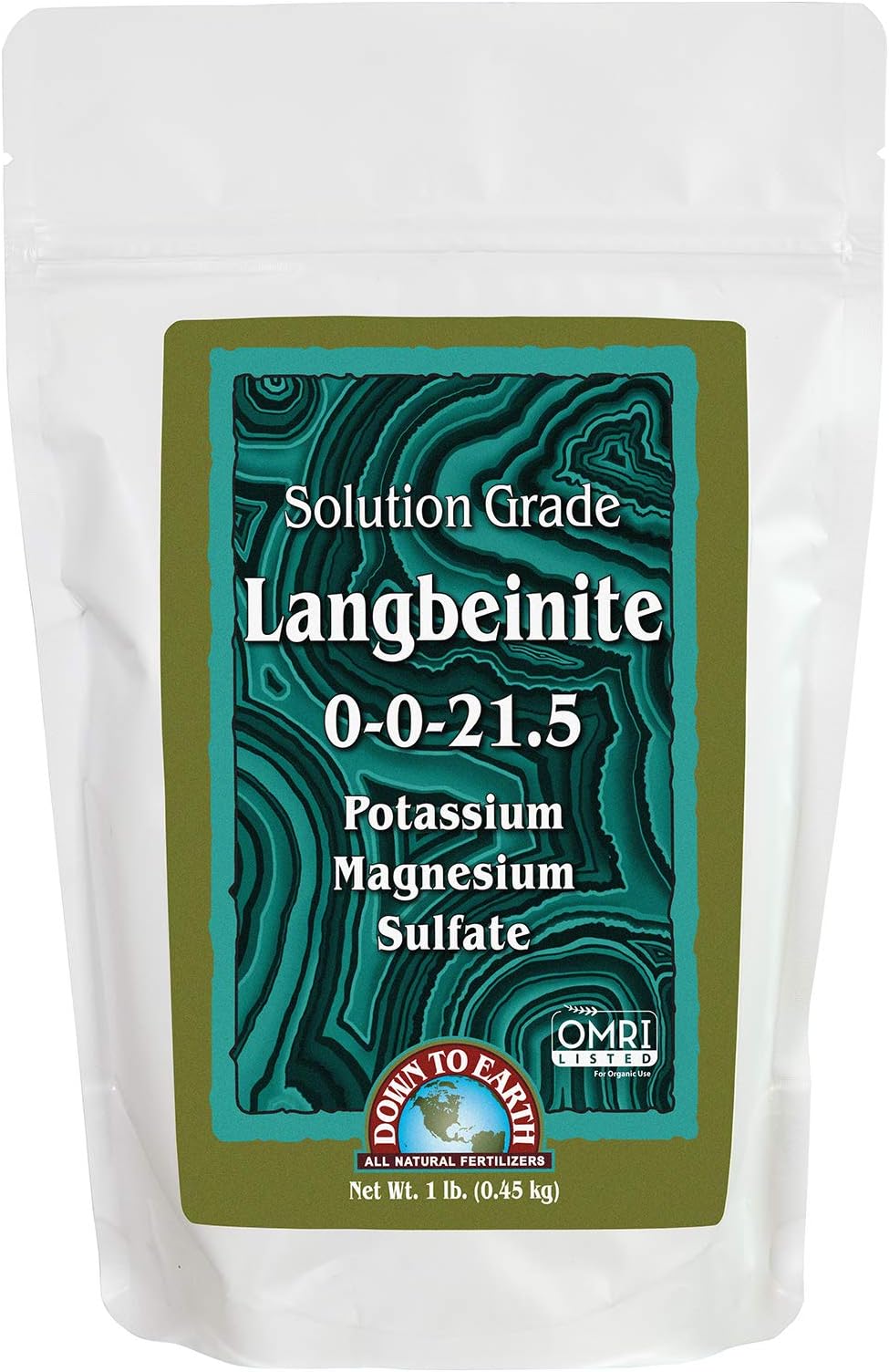 Down To Earth All Natural Fertilizers Organic Solution Grade Langbeinite - Professional Grade Potassium Magnesium Sulfate Powder 200 mesh for Liquid or Spray 0-0-21.5, 1 lb