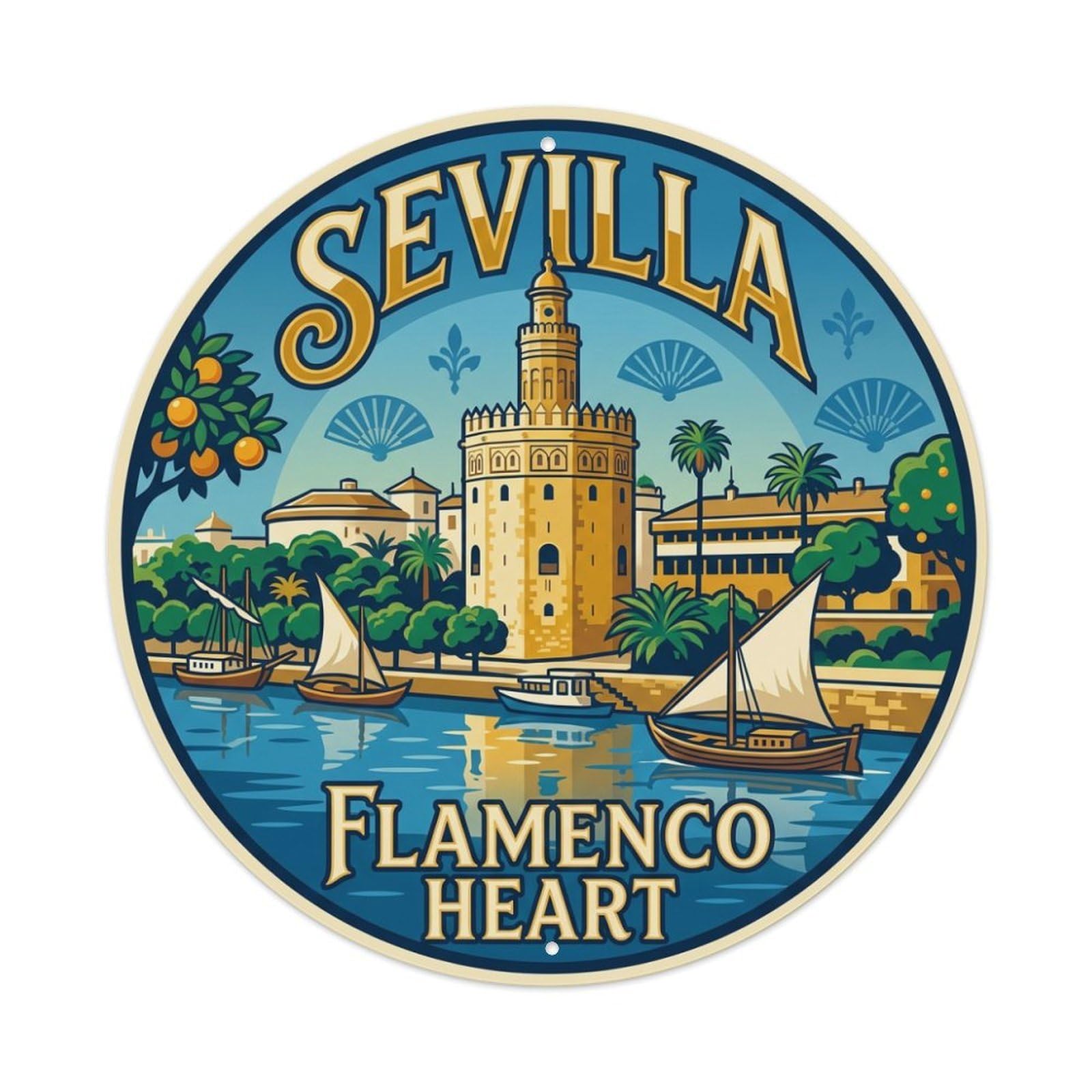 Metal Tin Sign Spain Seville Vintage Travel
