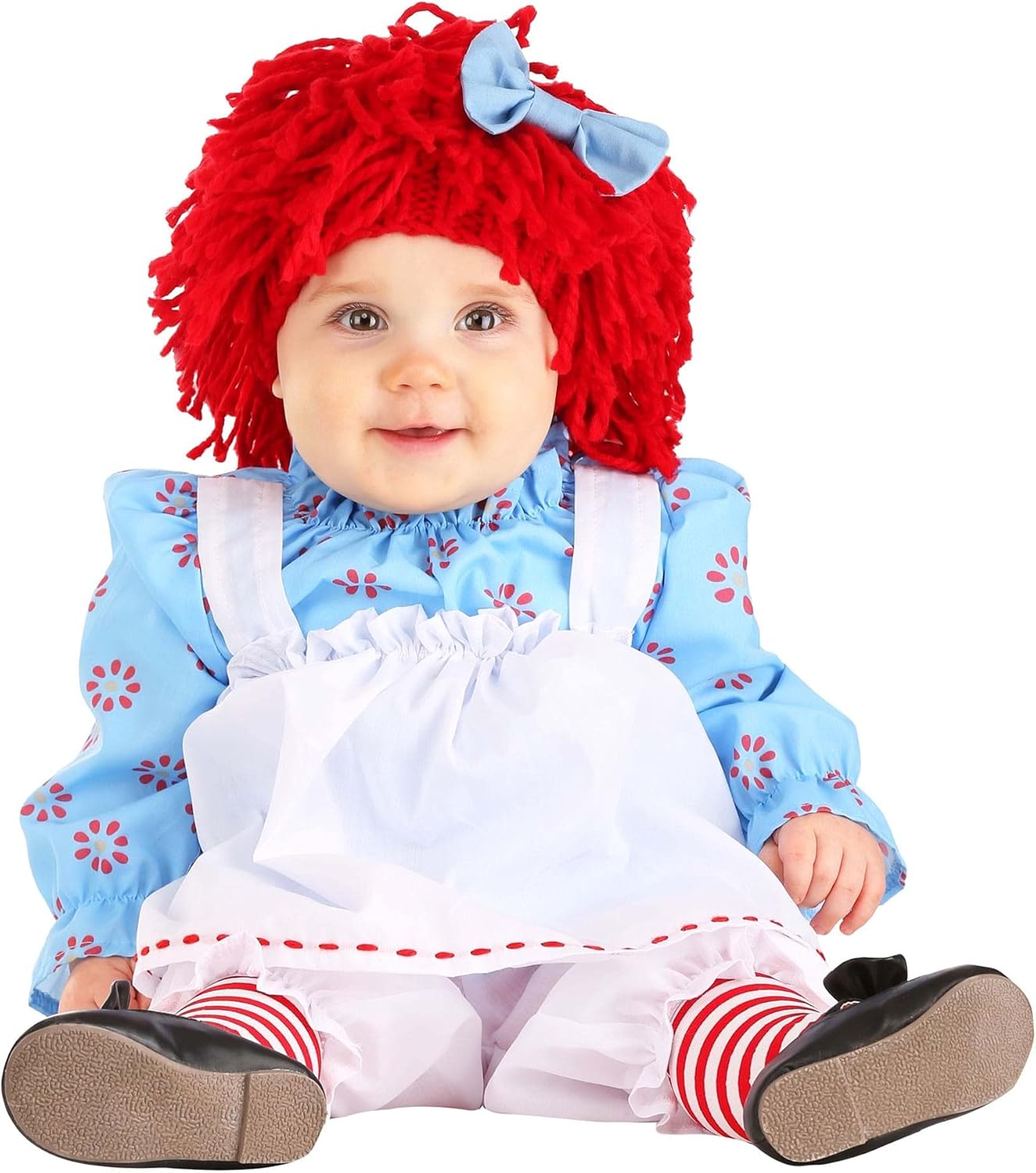 Infant Raggedy Ann Halloween Costume | Adorable Doll Outfit for Babies with Dress, Apron, Bloomers, Wig, and Hair Bow