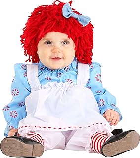 Infant Raggedy Ann Halloween Costume | Adorable Doll Outfit for Babies with Dress, Apron, Bloomers, Wig, and Hair Bow - Buy now