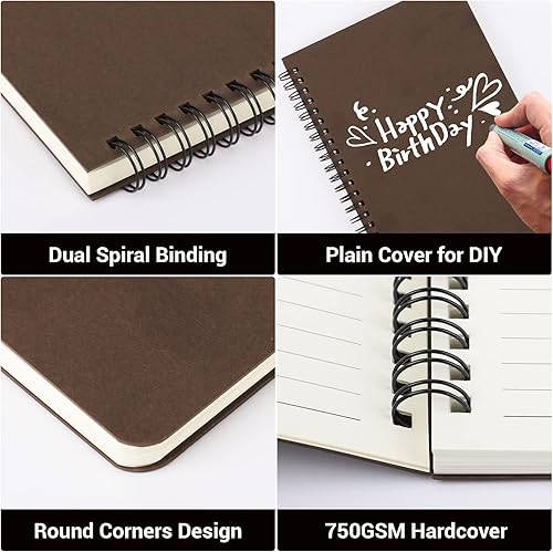 Miniatura 4 de EUSOAR - Cuaderno rayado A5 con espiral, tapa dura café, para escritura, viajes, notas, diario, para estudiantes, oficina, negocios, tapa roja,