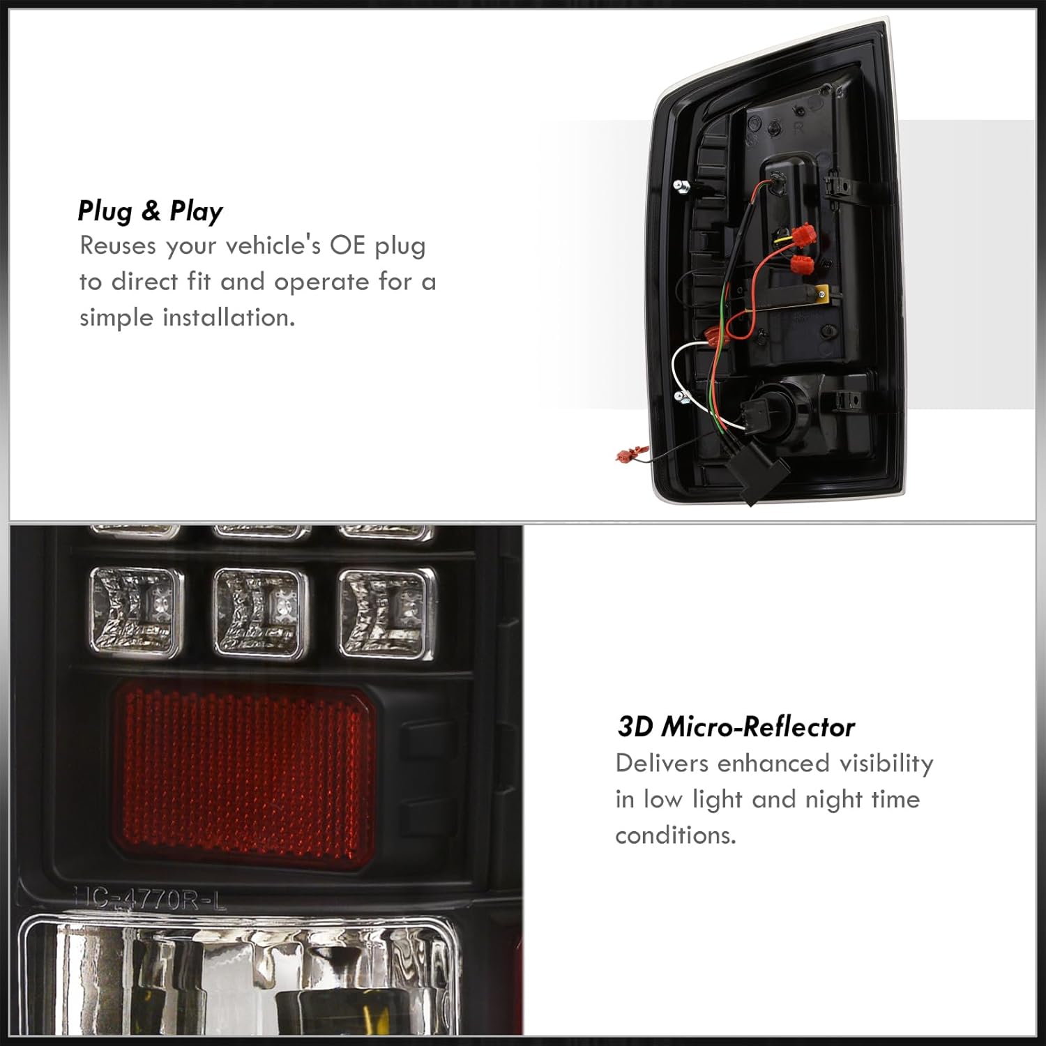 AJP Distributors Rear Bumper LED Style Tail Lights Brake Stop Signal Driving Lamps Assembly Set LH RH Pair Left+Right Compatible/Replacement For Ram 1500 2500 3500 Pickup Truck 2007 2008 2009 07 08 09