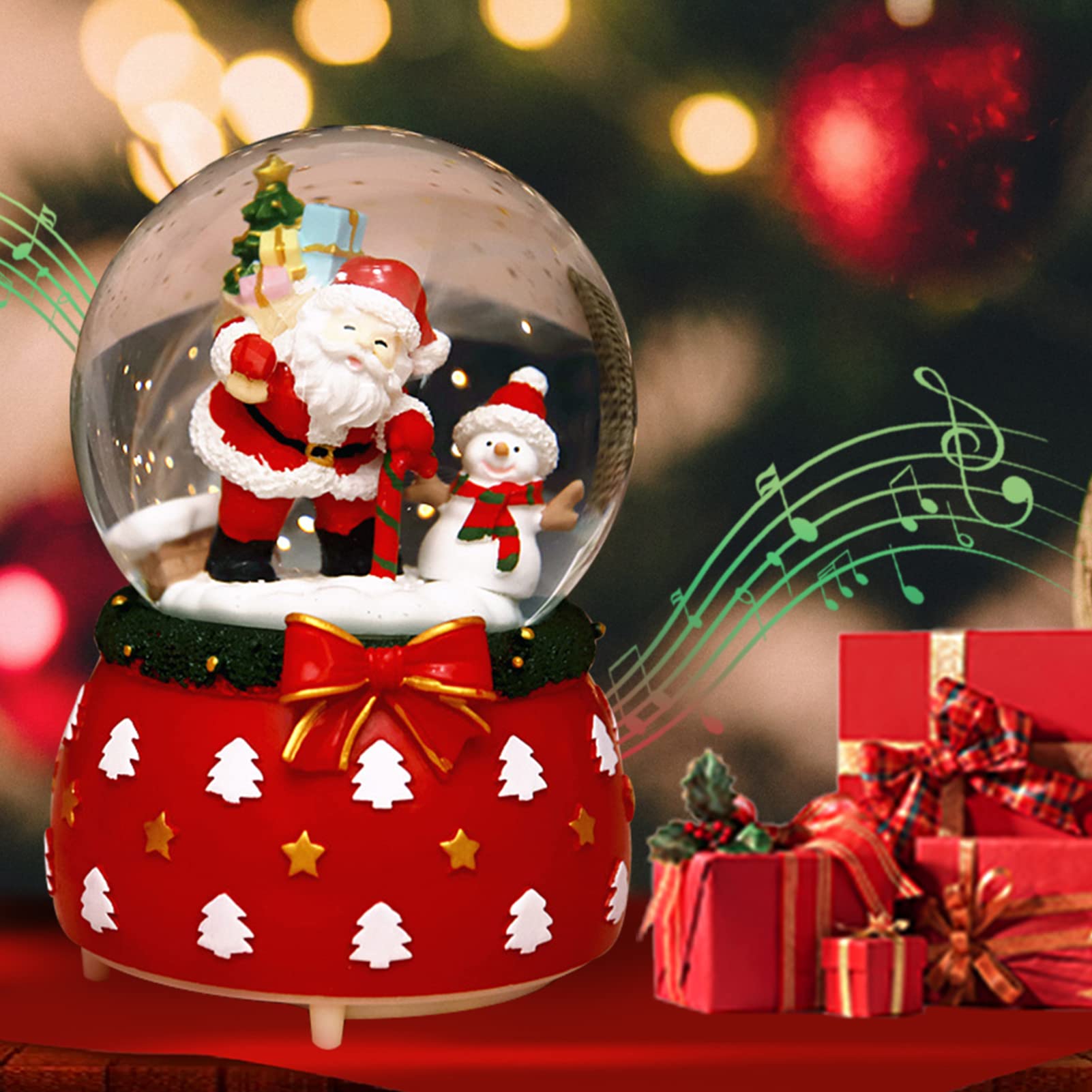 Lanterna di Natale che fila scintillio acqua neve Globe Lanterne Santa Scena Acqua Globe (Rosso)