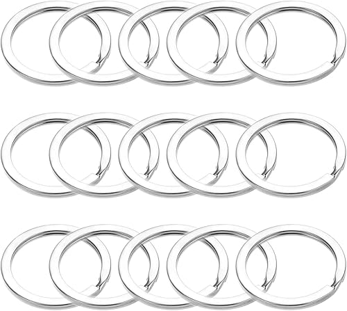 GeeGeeTop 15 piezas de llaveros inoxidables llavero llavero placa de identificación de perro anillos planos llaveros divididos para el hogar llaves