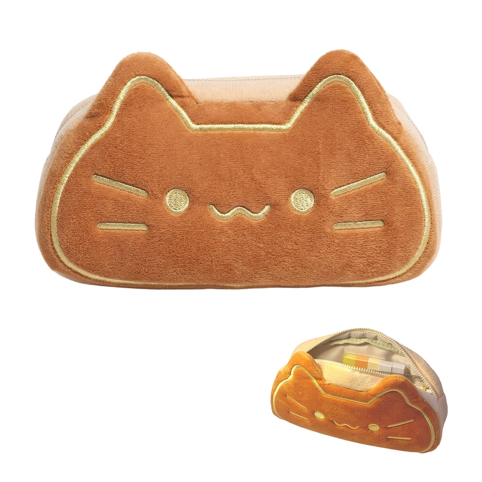 筆箱 ぬいぐるみペンケース 大容量 猫 ペンホルダー筆入れ おしゃれぺんけーす 猫ペンケース 文房具ペンポーチ ふわふわ 可愛い おしゃれ 動物型 猫型 多機能 収納 ブラウン 小学生 中学生 高校生 男子 女子 子供