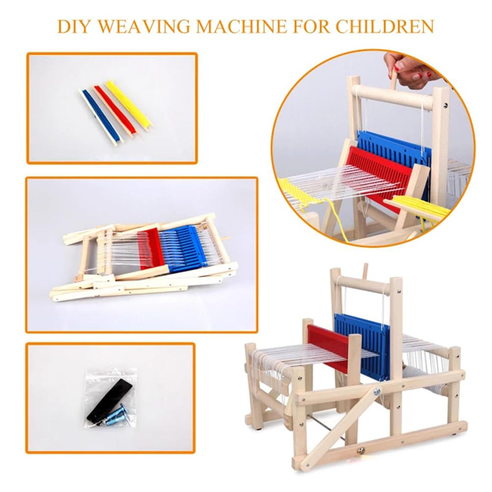 Kit telaio per tessitura in legno, macchina per tessitura a mano, telaio per tessitura multi-artigianato pieghevole, kit per tessitura a mano a maglia per bambini, adulti, principianti e amatori.