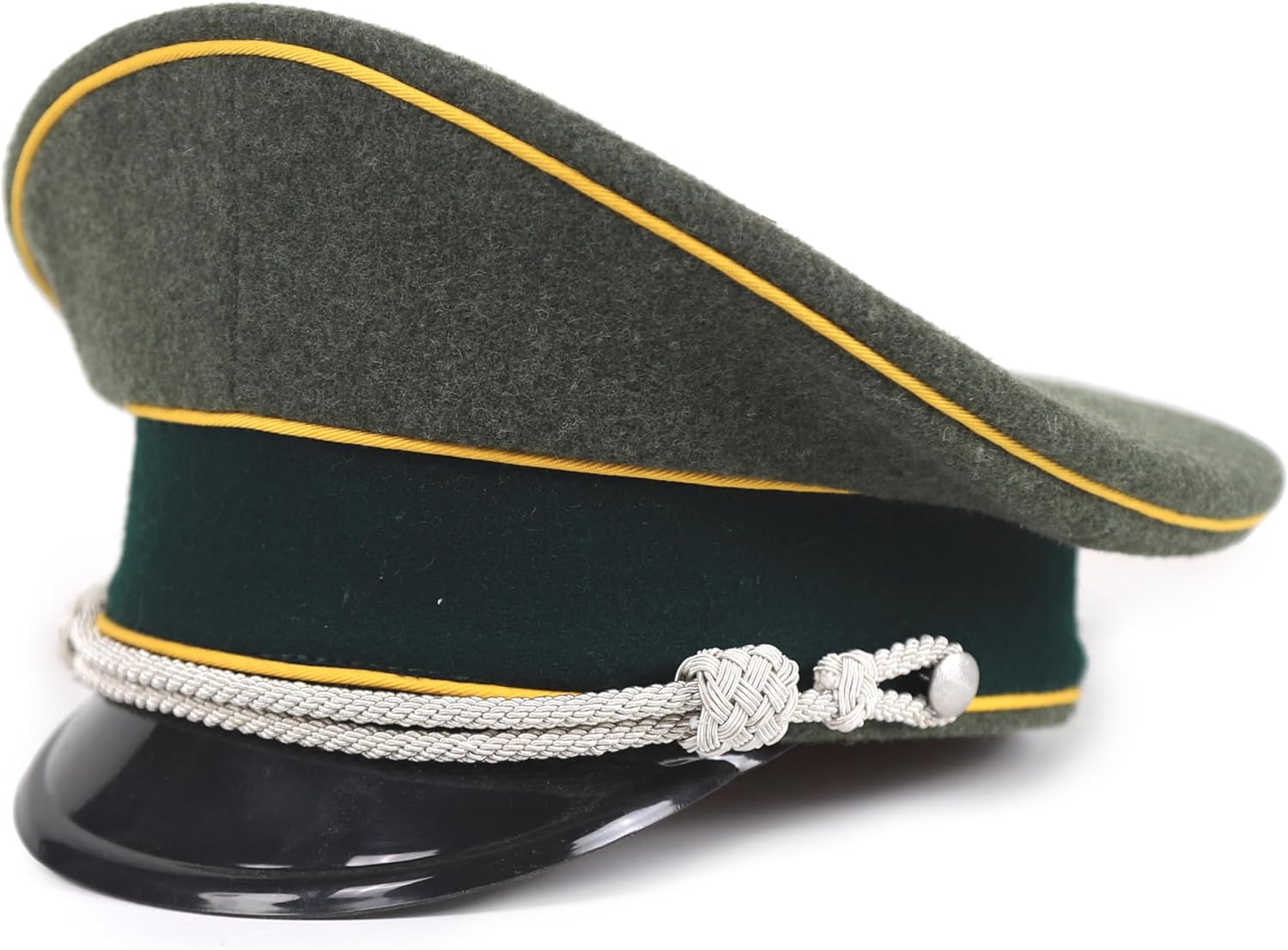 German WW2 Officer Visor Cap Cavalry Yellow Piping Wool Wehrmacht Peaked Cap New Made (US, Numeric, 7 3/8)