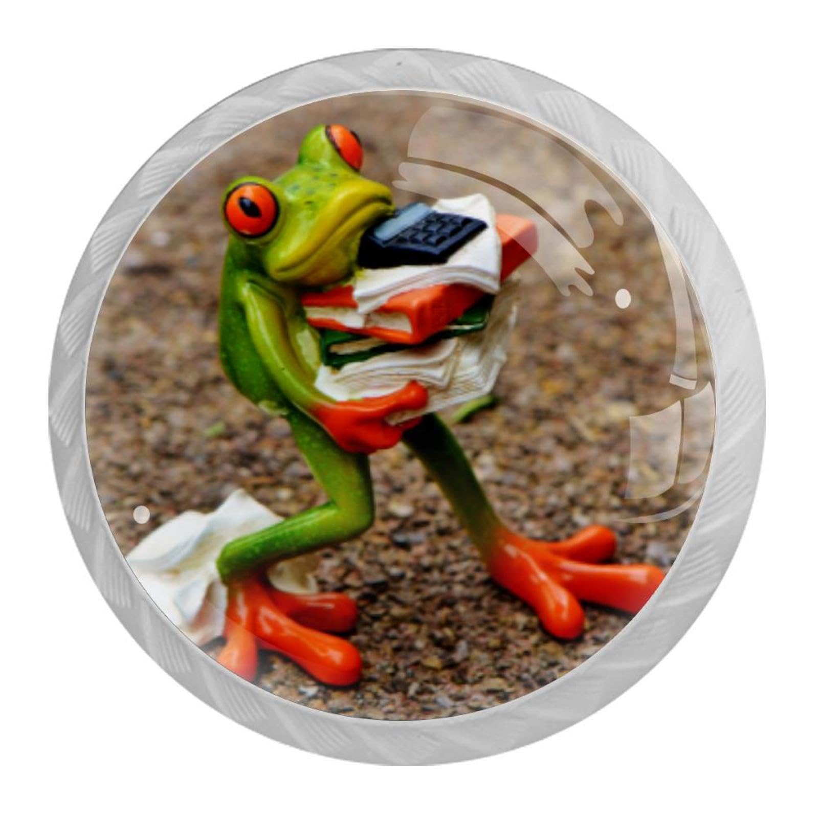 Tqmspg 4 Pieces Drawer Pulls Cute Frog Door Knobs Dresser Handles for Kitchen Wardrobe Cupboard Hardware Furniture