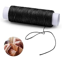 0.55 mm 54 Yards Leather Thread for Sewing, Round Waxed Thread for Stitching, Bookbinding, Bracelet, Braiding Black