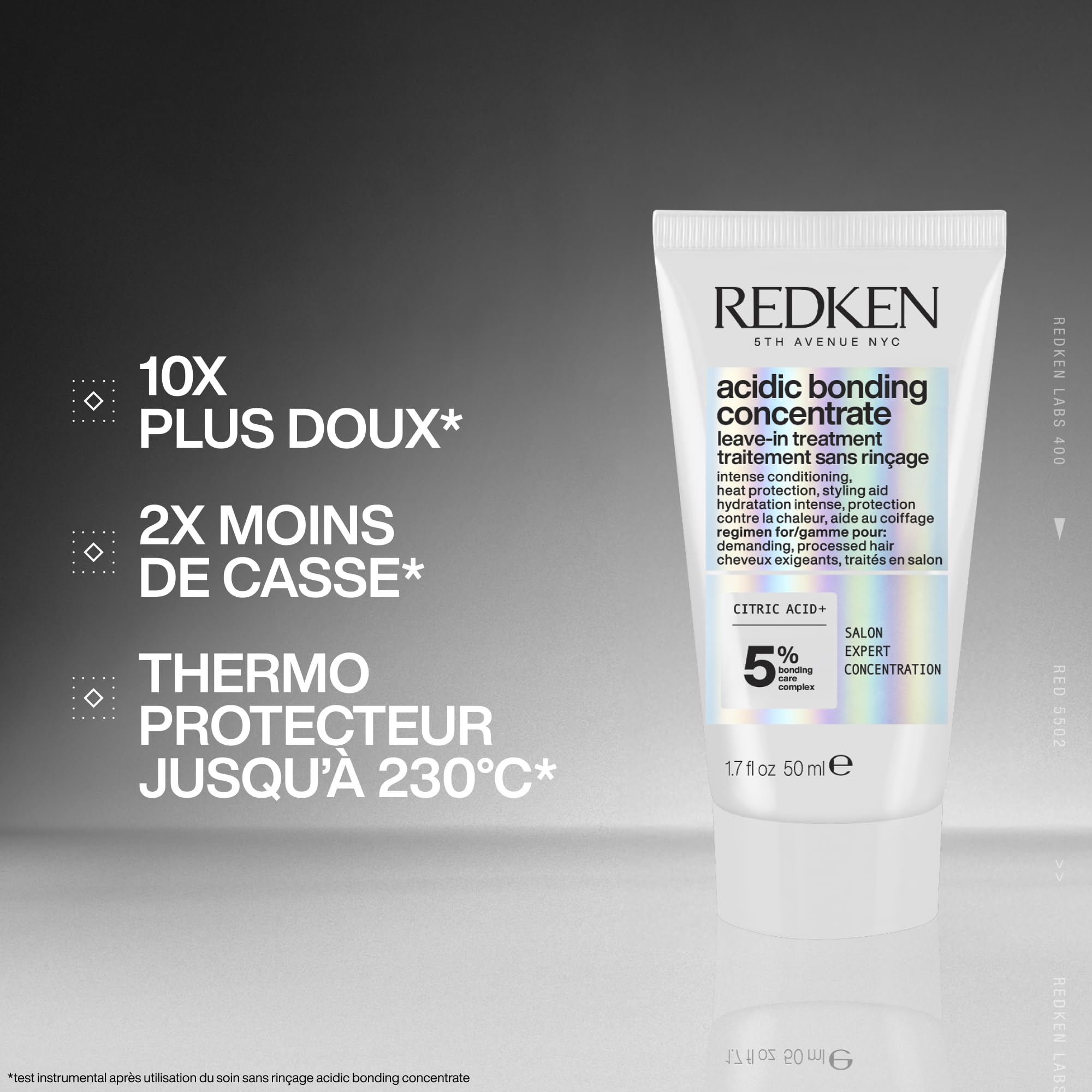 REDKEN - Soin Sans Rinçage Réparateur & Thermo-Protecteur pour Cheveux Abîmés à Très Abîmés - Transformation Capillaire Immédiate - Soin Bonding À L’Acide Citrique - Acidic Bonding Concentrate