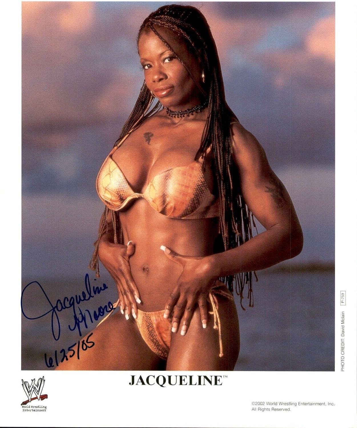 Jacqueline Moore Signed WWE Original Promo 8x10 Photo #2 WWF TNA Jackie