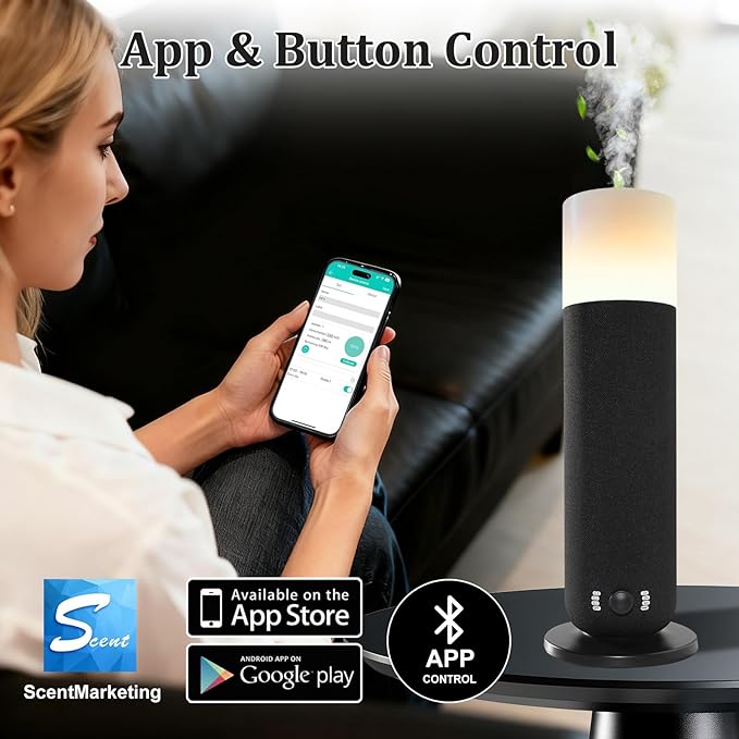 Difusor de Aromas Eléctrico sin Agua Vinfucher, Control por App, Luz Ambiental, Negro miniatura 3
