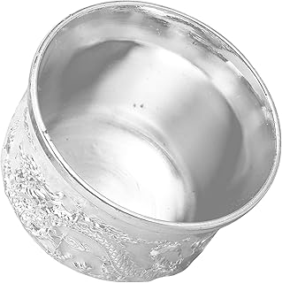 Tea Cups Chinese Style Kung Fu Tea Drinking Cups Silver Mythical Bird and Dragon Design Decorative Home Bar Desktop Adornment for Parties Weddings Festivals