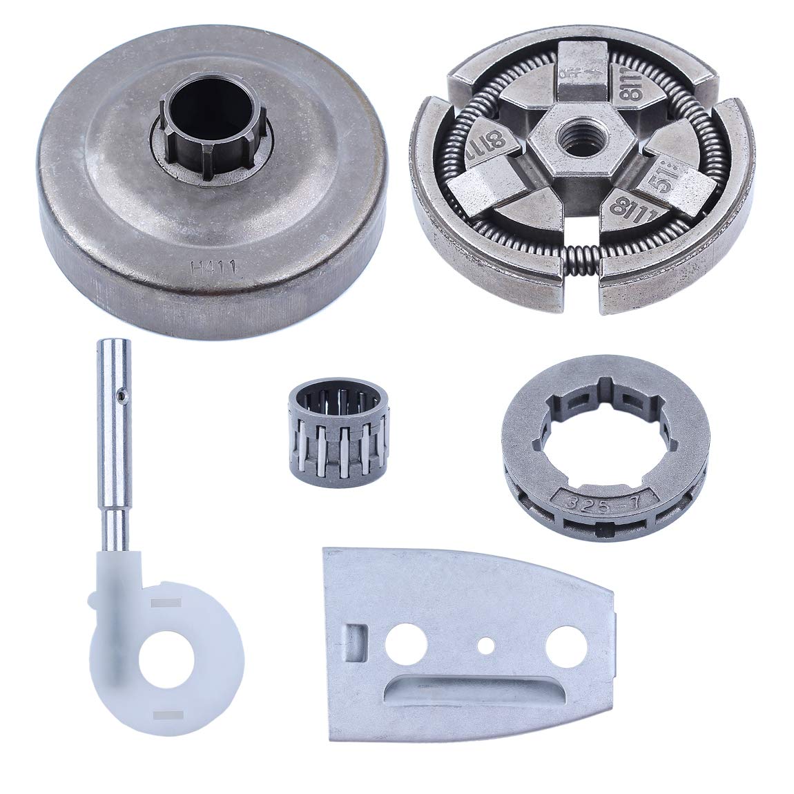 325-7Teeth Clutch Bell Tambor Piñón Borde y bomba de aceite Guía Placa de barra para Husqvarna 51 55, 55 Rancher Repuestos de motosierra Nuevo