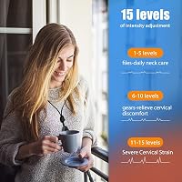 Zebbyee EMS Nyakmasszírozó Elektromos Készülék 3 Hőterápiával, 6 Program 15 Intenzitás Szint, Hordozható Limfadrenázs Masszázs 4