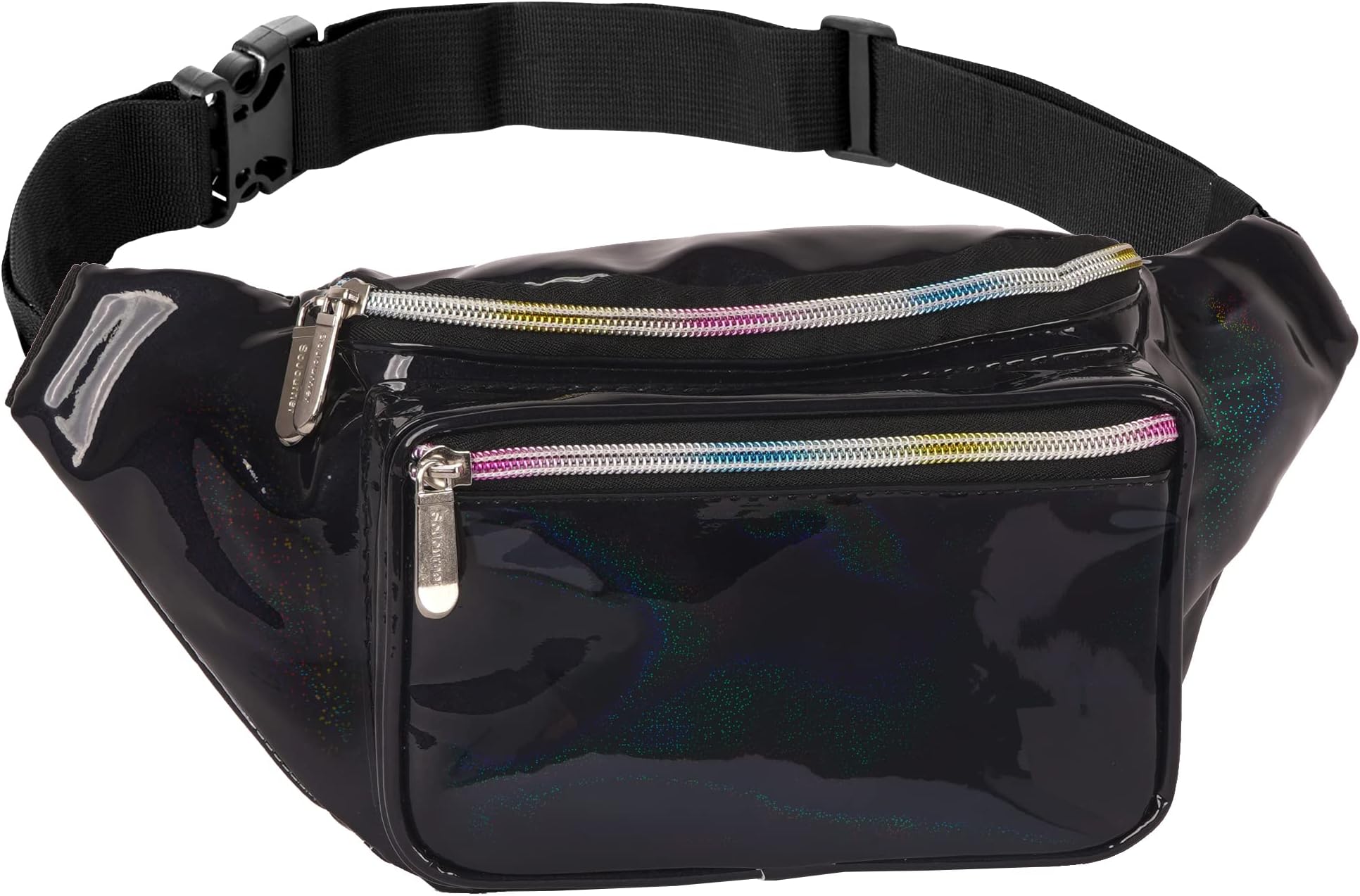 Sojourner Holographic Rave Fanny Pack - Packs for Festival Women, Men | Cute Fashion Waist Bag Belt Bags (Glitter - Black)