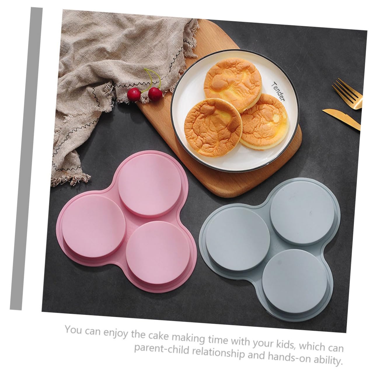 FUNOMOCYA 2Pcs Non Stick Silicone Cake Mold Jumbo Muffin Pan Flexible Baking for Mousse Cakes Muffins and More Easy to Clean Food Silicone Bakeware