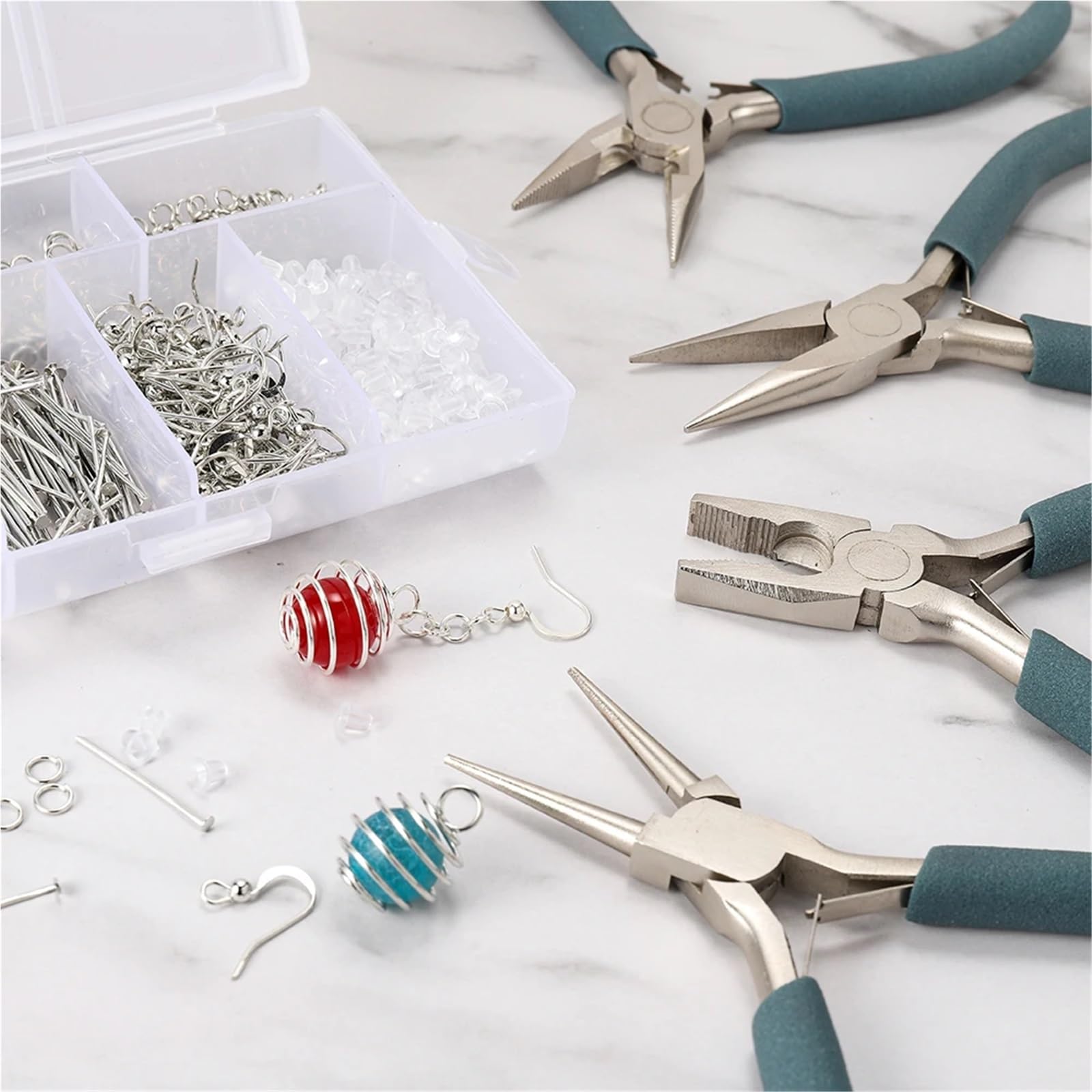 Set di 12 pinze for il taglio delle estremità dei fili in acciaio inossidabile Adatto per la riparazione di gioielli(Green 12 Kinds All)