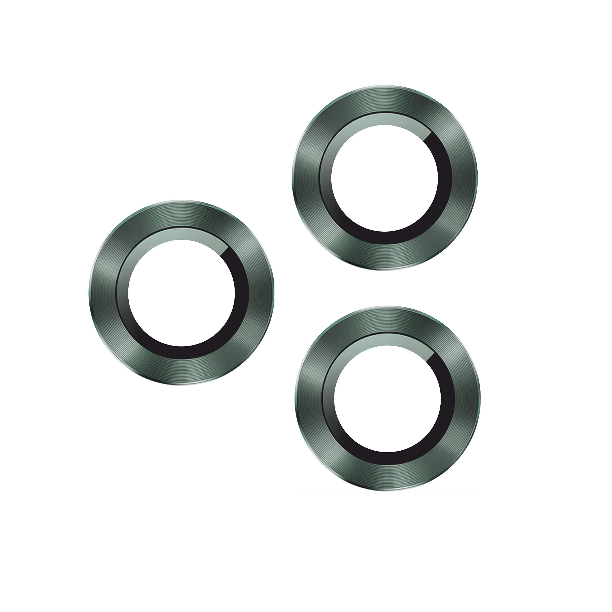 Metallic Camera Ring Lens Protector with Glass Compatible for iPhone 12 Pro Max and 12 Pro / 12/11 Pro Max / 11 Pro / 11 (Set of 3pcs) (12 Pro/12/12 MIni/11 Pro Max/11 Pro/11, Green)