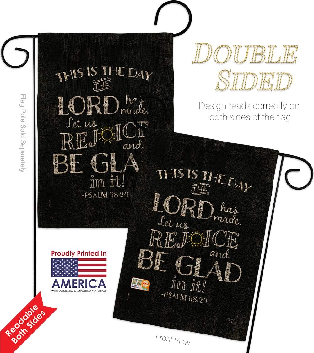 Lord Has Made Burlap Burlap Garden Flag Set with Stand Religious Bible Verses Bless Faith Thank Hope Pray Christian Religion Small Decorative Gift Yard House Banner Double-Sided In USA 13 X 18.5