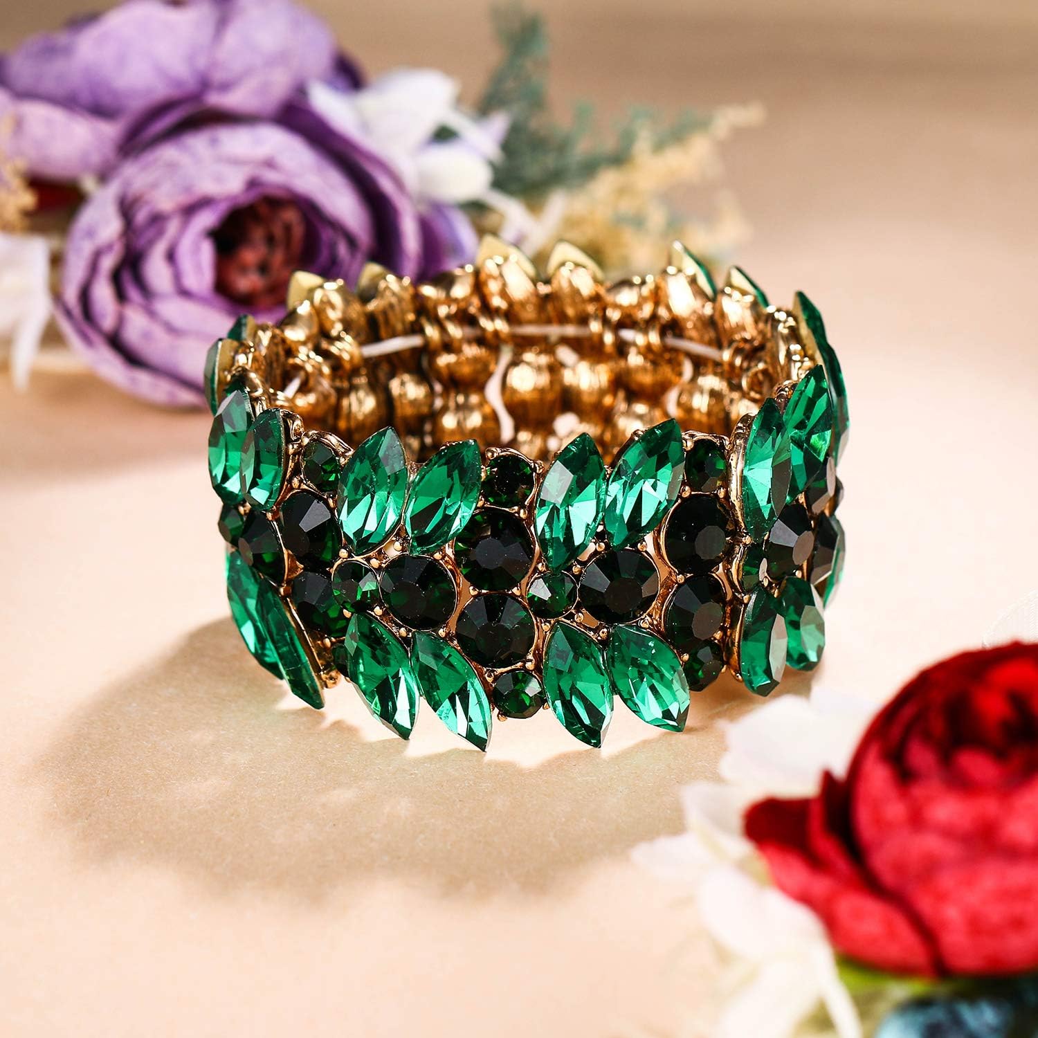 EVER FAITH Women's Stretch Bracelet Marquise Crystal Art Deco Hand Chain Wedding Bridal Jewelry - Image 4