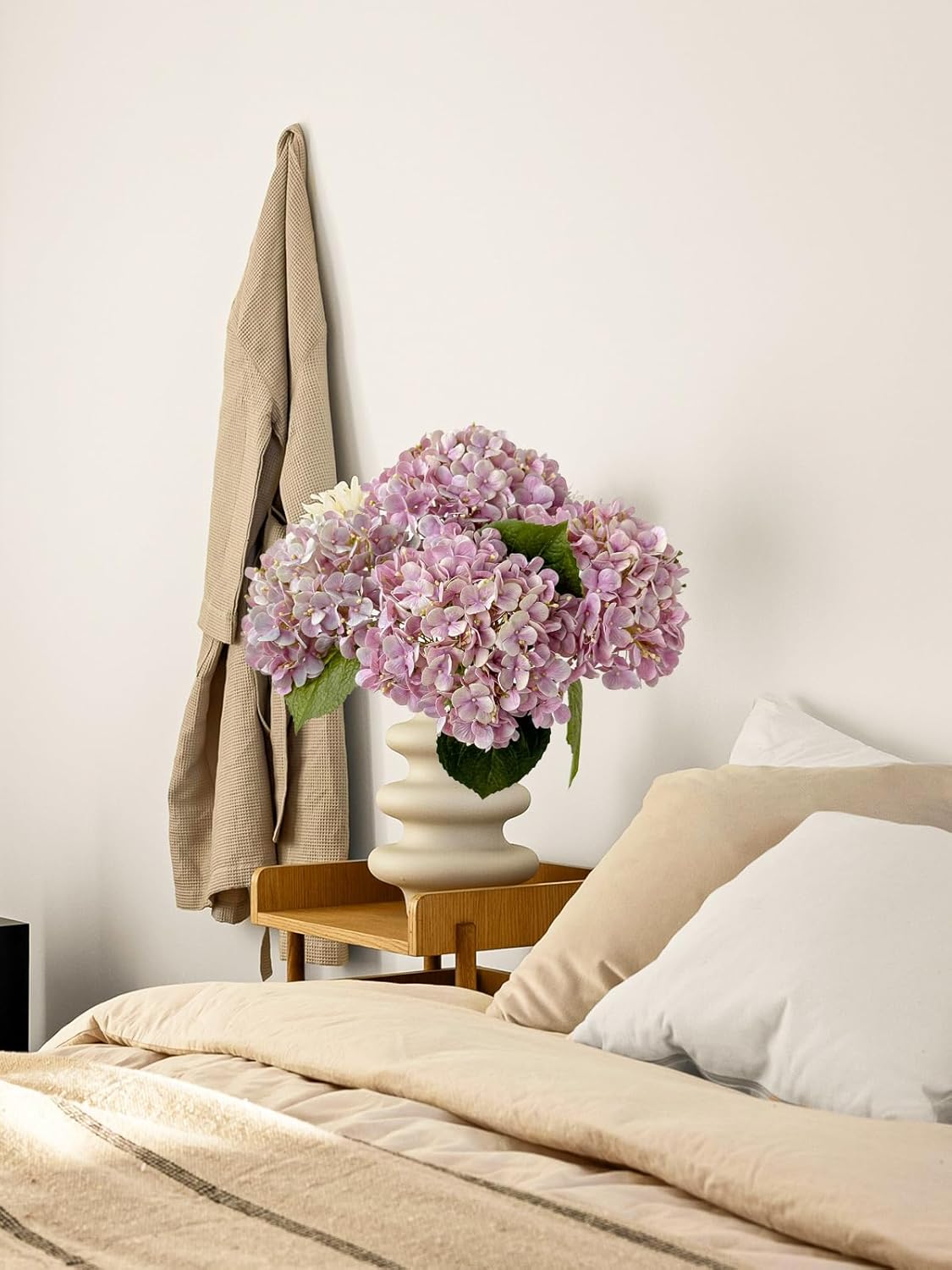 4 Pcs 20'' Real Touch Hydrangeas Light Pink Artificial Hydrangeas Flowers Faux Latex Lifelike Hydrangea for Kitchen Living Room Porch Home Decor Baby Shower Party Wedding Table Centerpiece - Image 4